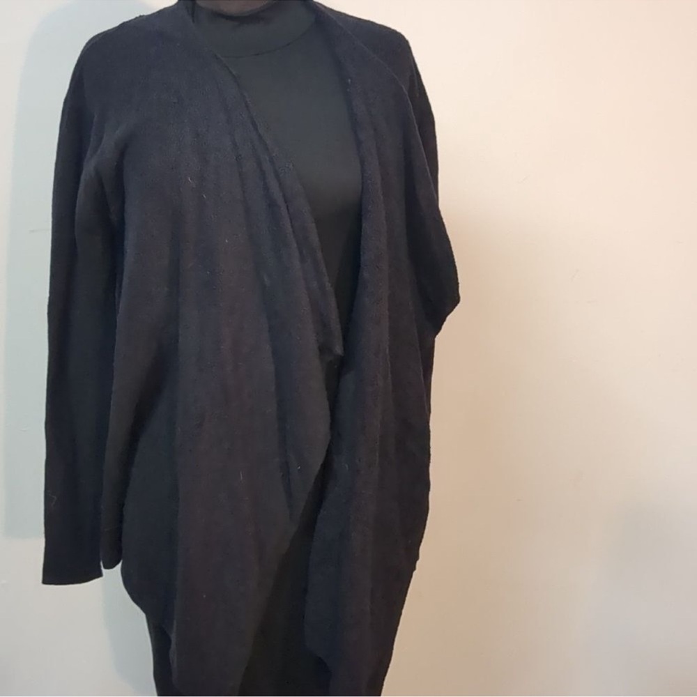 Barefoot Dreams Black CozyChic Calypso Wrap Open Front Waterfall Cardigan S/M - Picture 5 of 9